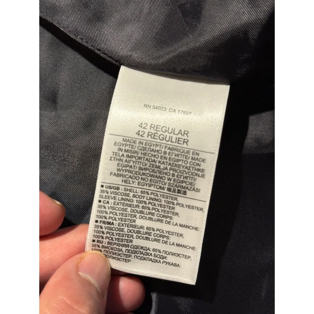 Banana Republic Mens 42R Tailored Fit Grey Plaid Blazer Jacket 415439-00